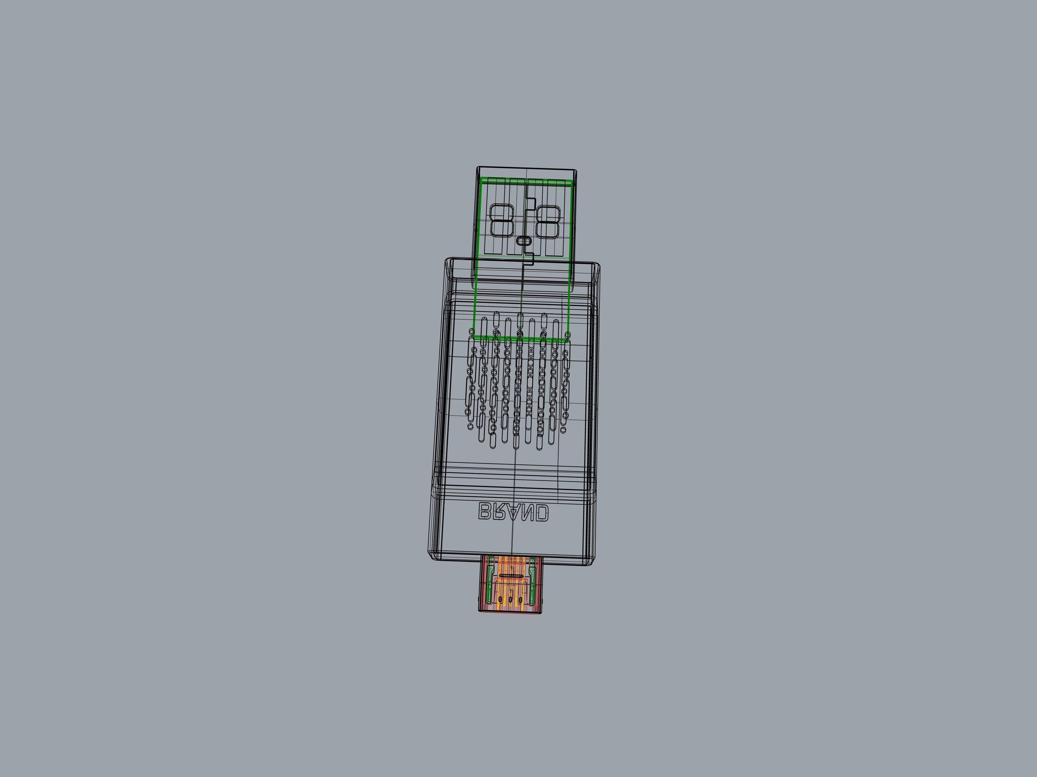 Grey and green OTG U Disk C 3D print model_18