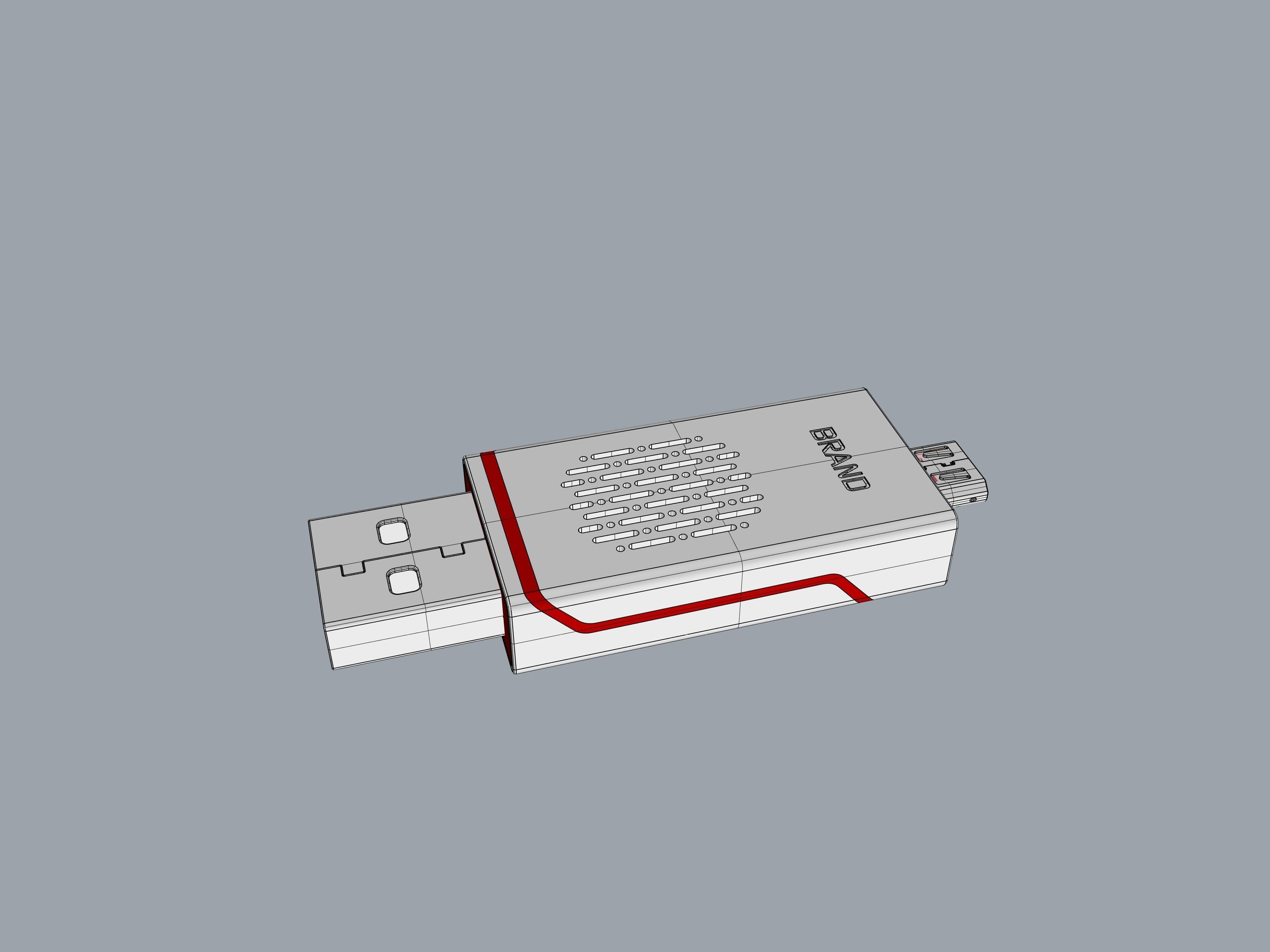 Grey and green OTG U Disk C 3D print model_10