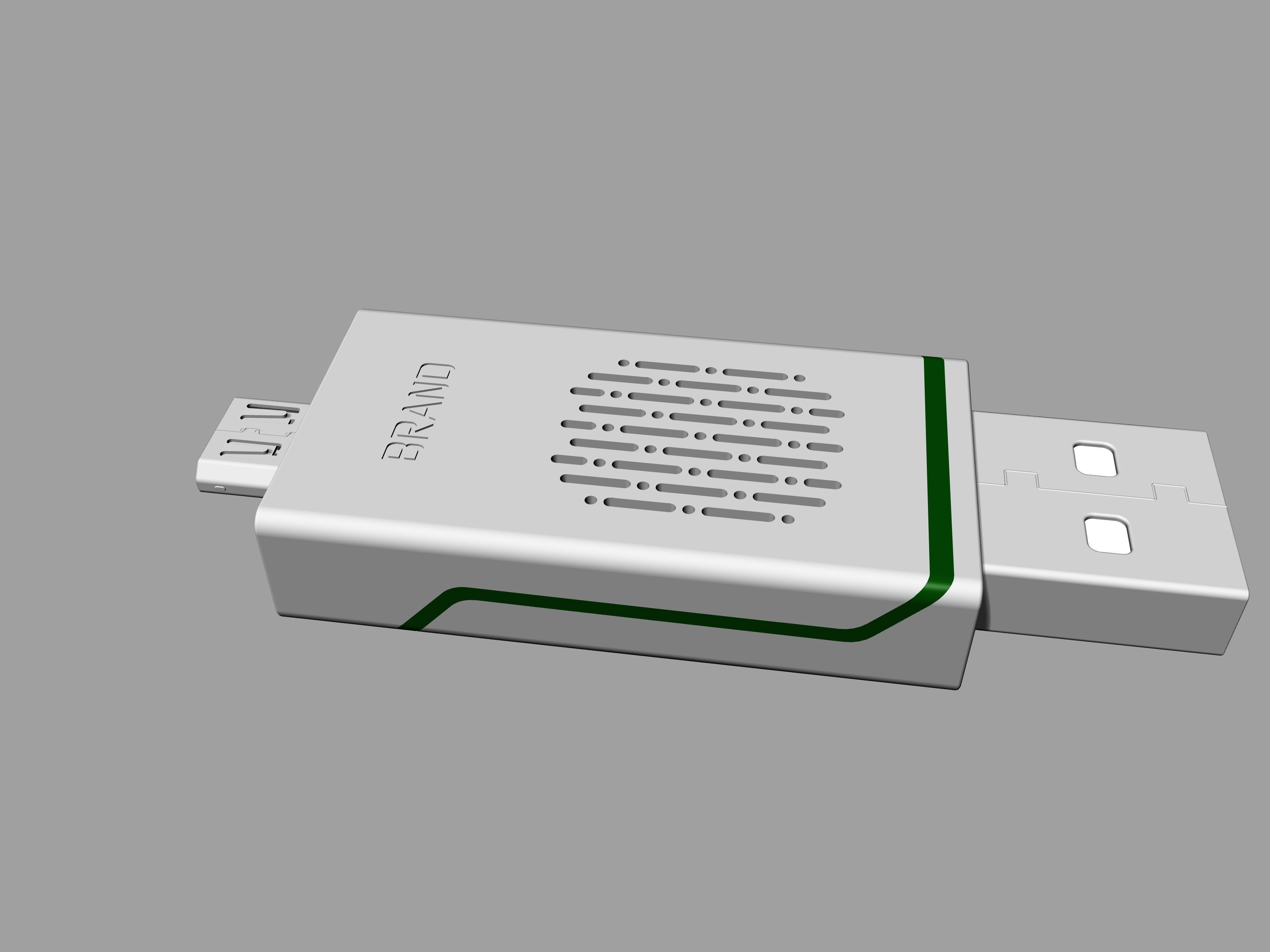Grey and green OTG U Disk C 3D print model_1