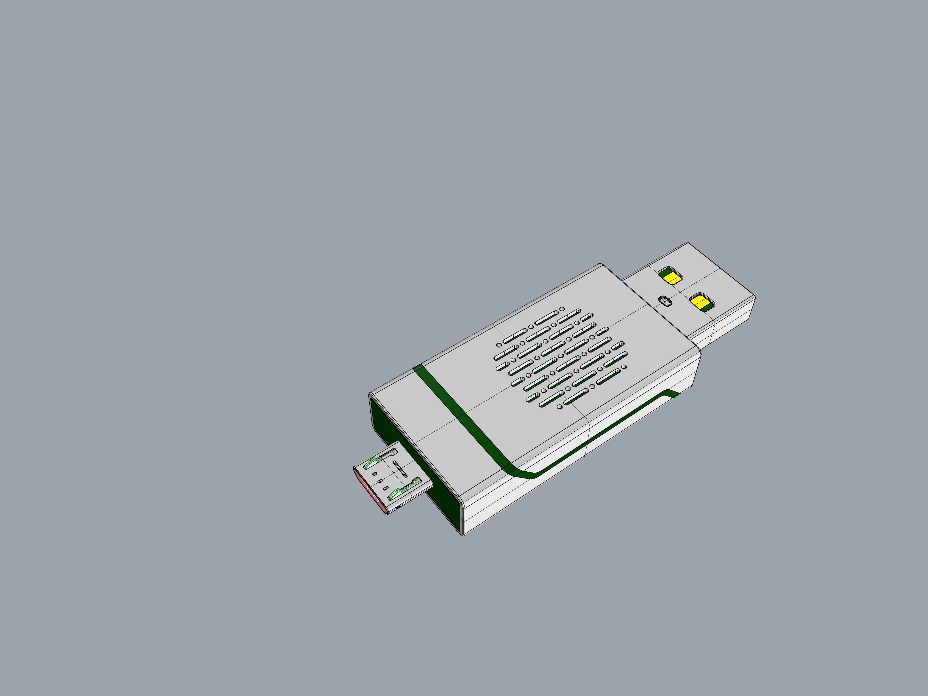 Grey and green OTG U Disk C 3D print model_5