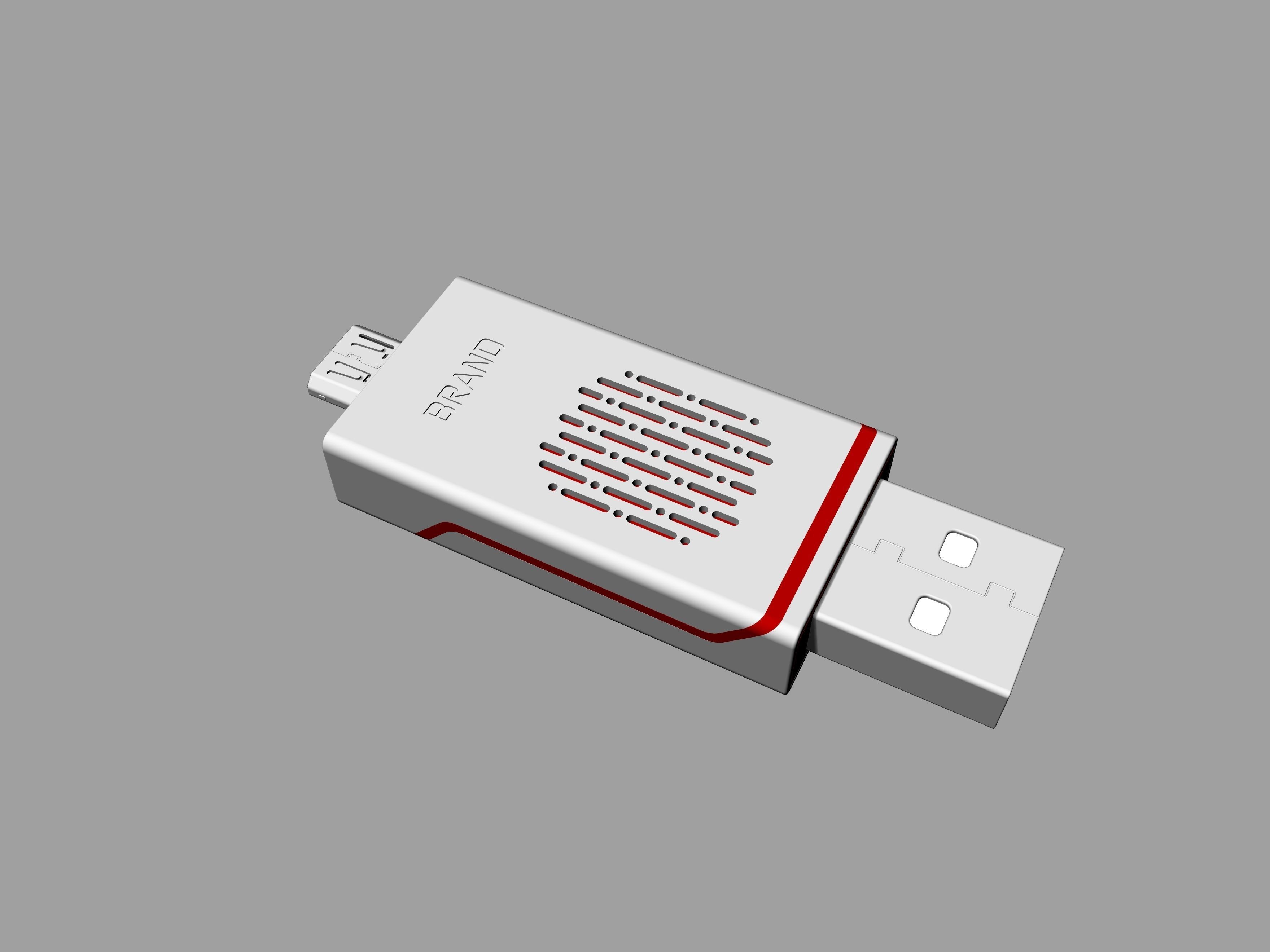 Grey and green OTG U Disk C 3D print model_11