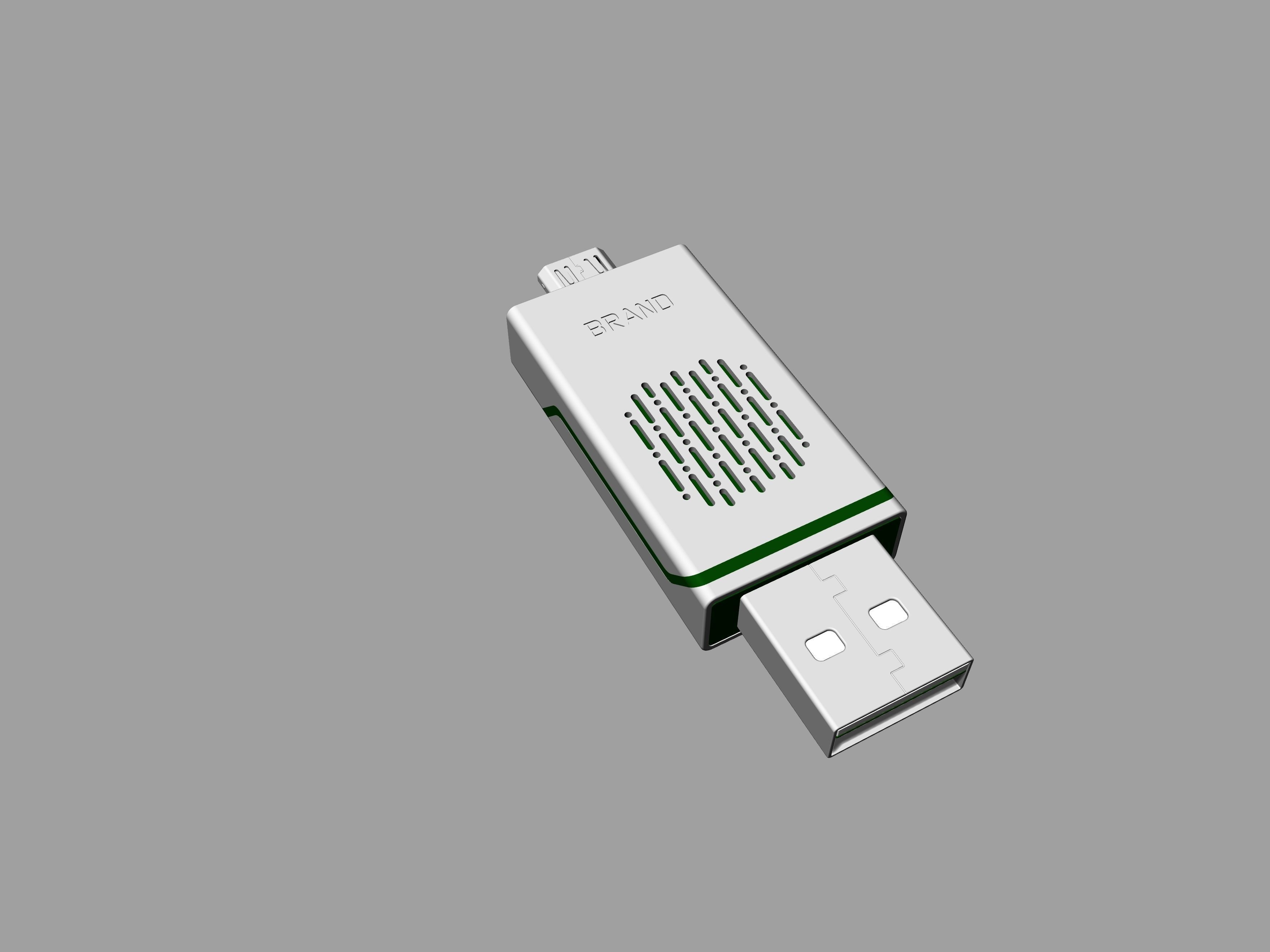 Grey and green OTG U Disk C 3D print model_6
