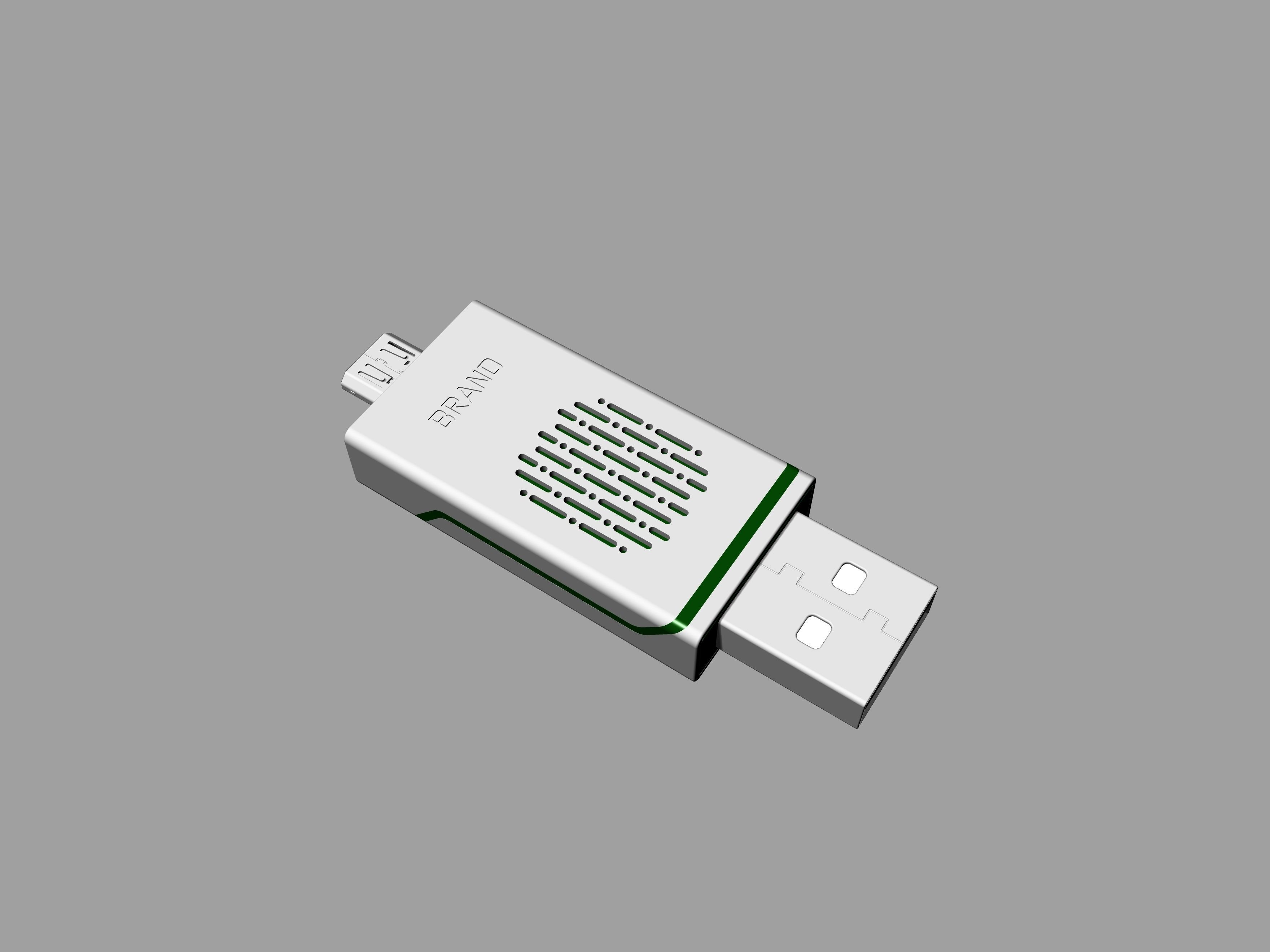 Grey and green OTG U Disk C 3D print model_4