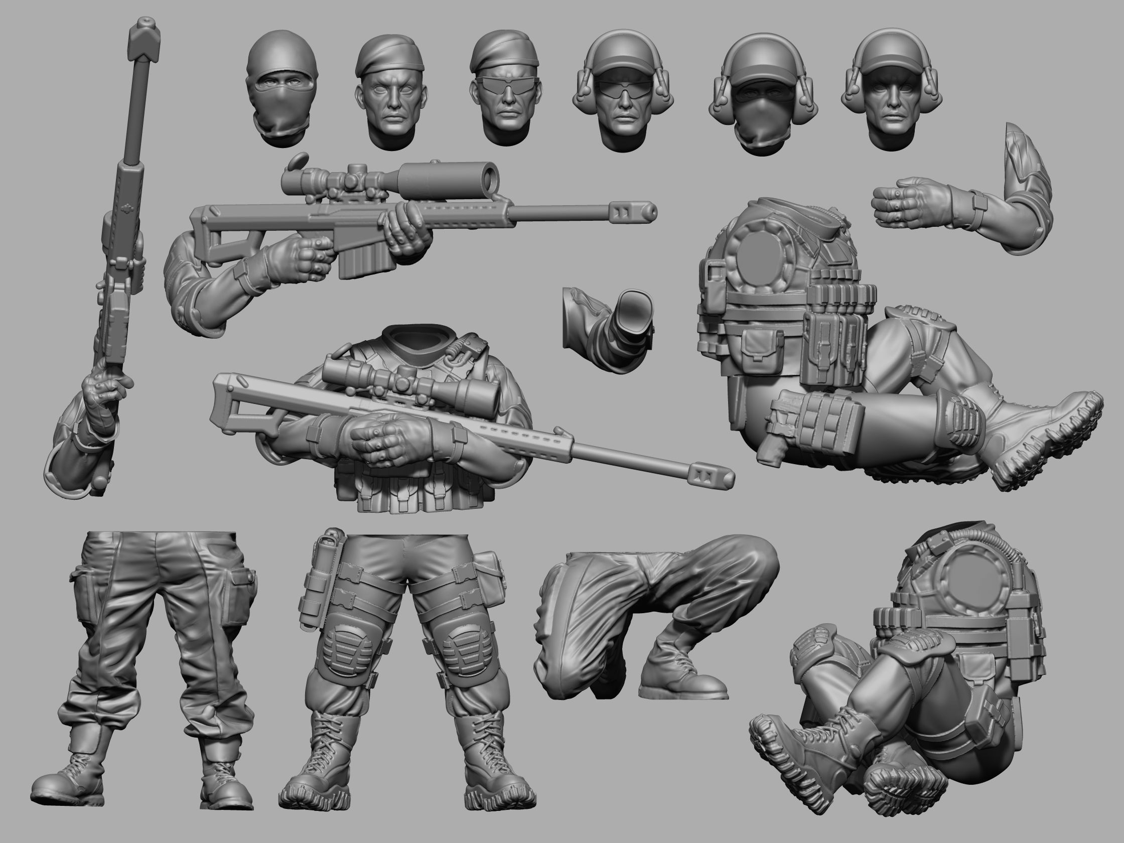 Sniper squad 28 - 40 mm scale  3D print model_8