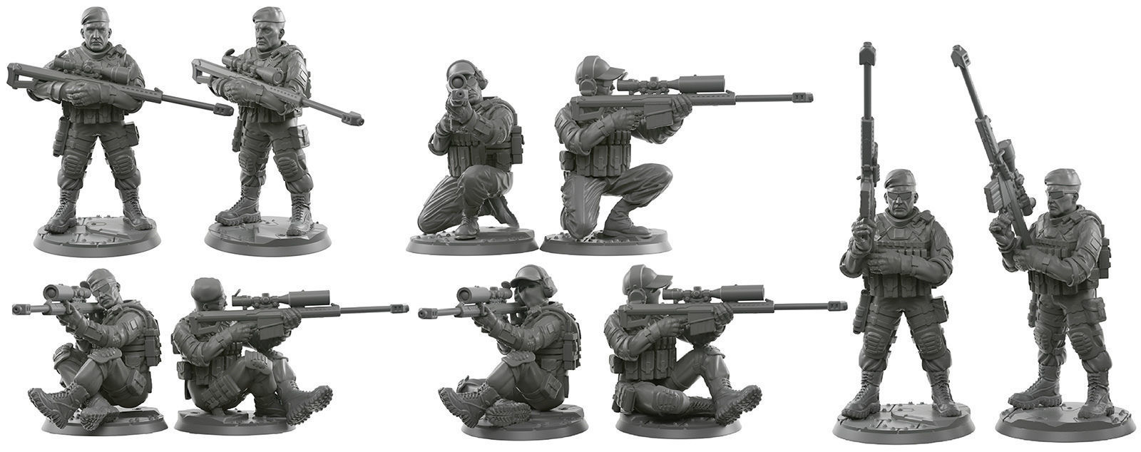 Sniper squad 28 - 40 mm scale  3D print model_1
