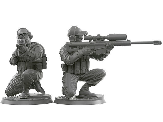 Sniper squad 28 - 40 mm scale  3D print model