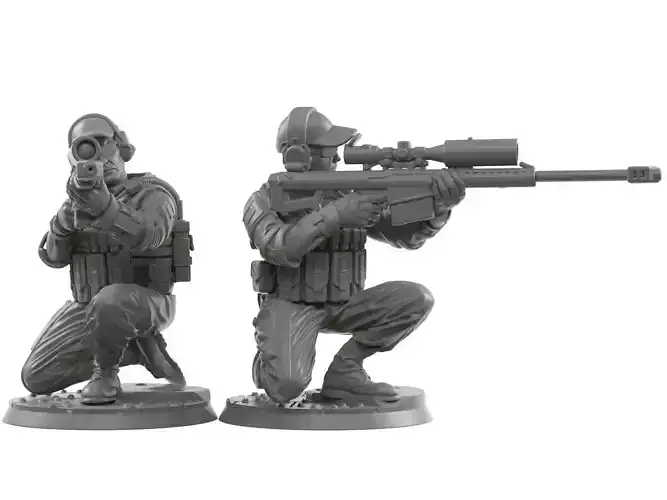 Sniper squad 28 - 40 mm scale  3D print model
