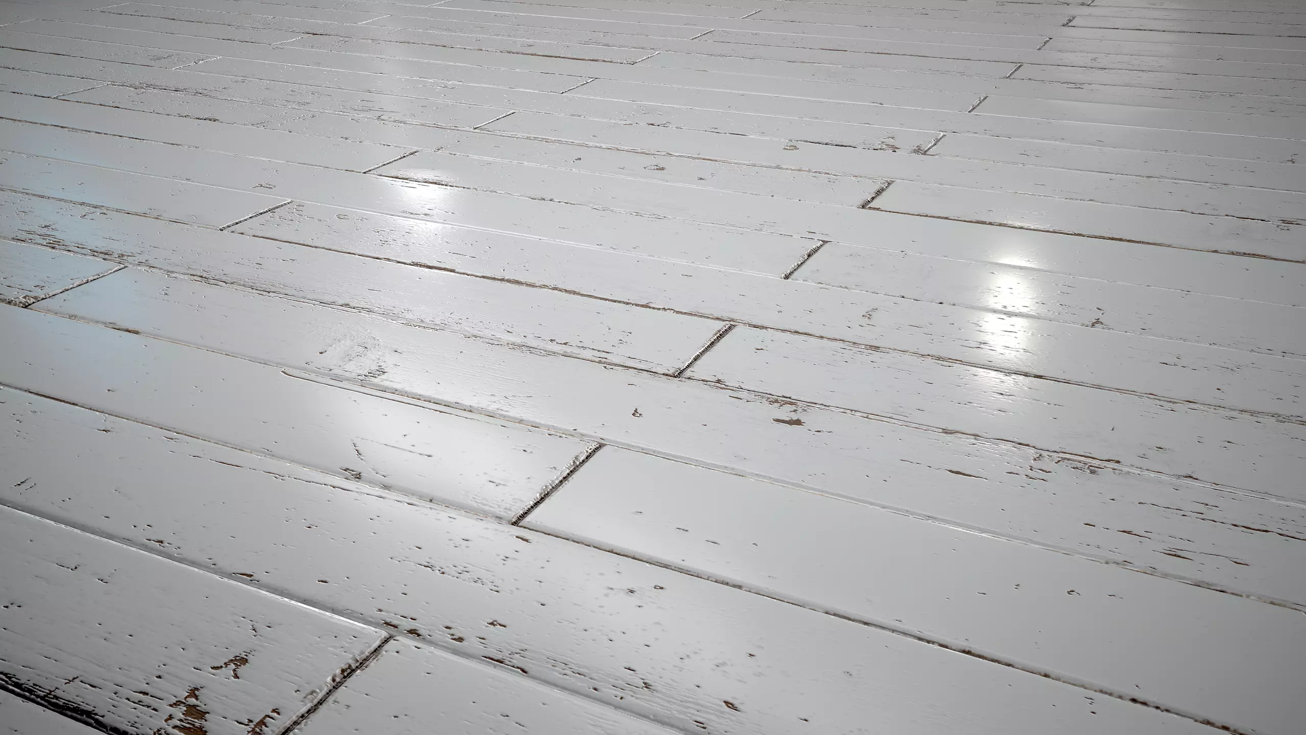 White Painted brickbond parquet - PBR textures Low-poly 3D model_0
