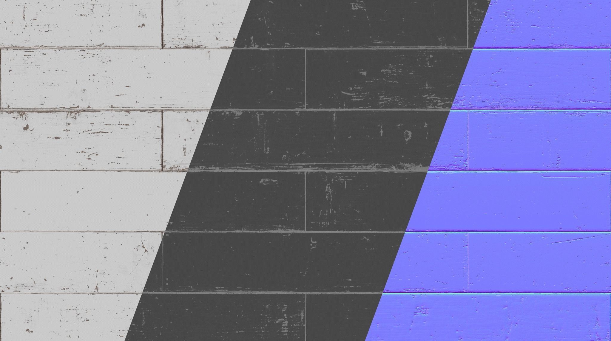 White Painted brickbond parquet - PBR textures Low-poly 3D model_3