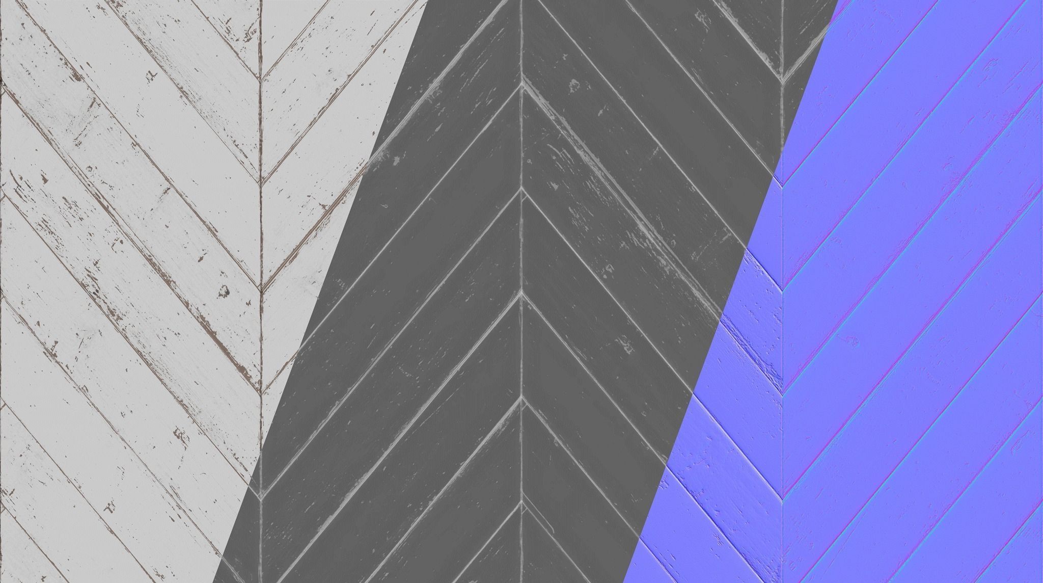 White Painted chevron parquet - PBR textures Low-poly 3D model_3