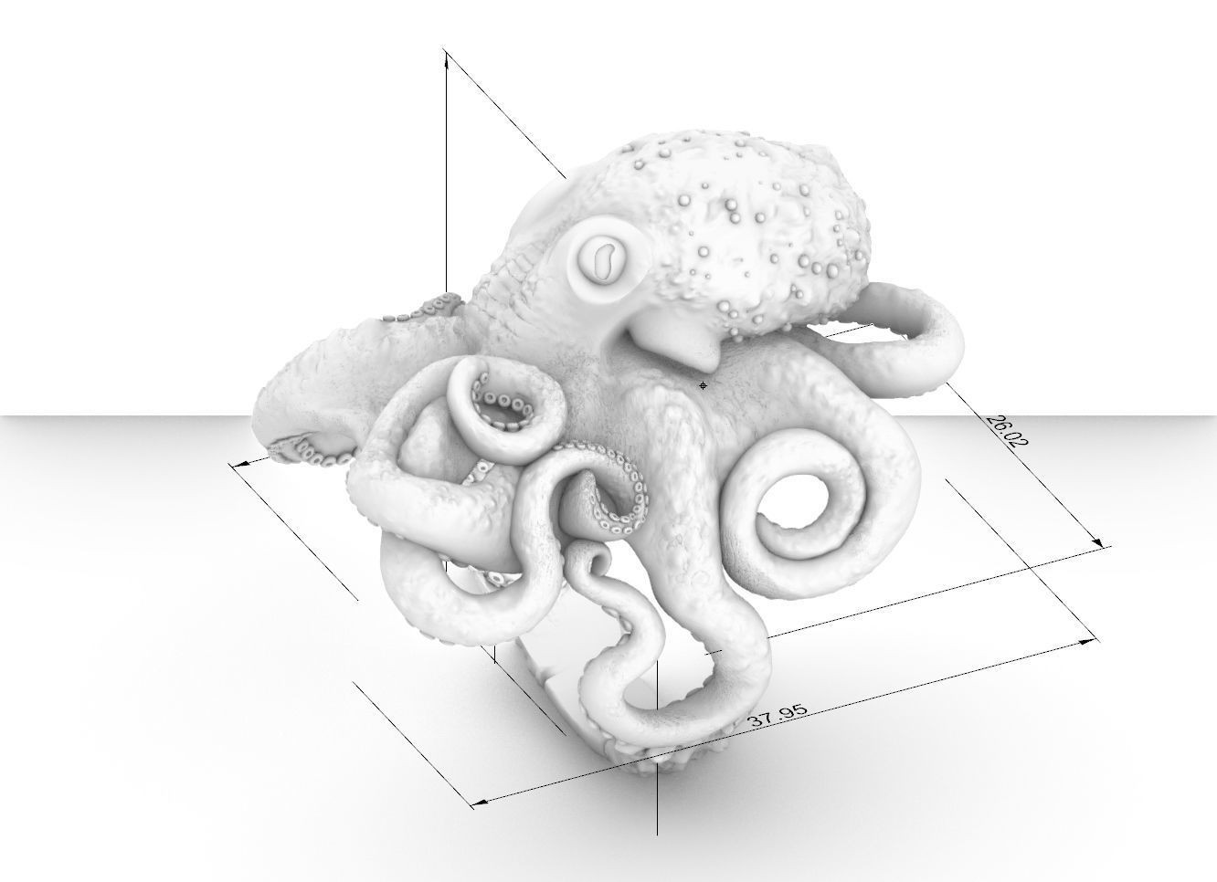 Octopus ring 3d model 3D print model  3D print model_5