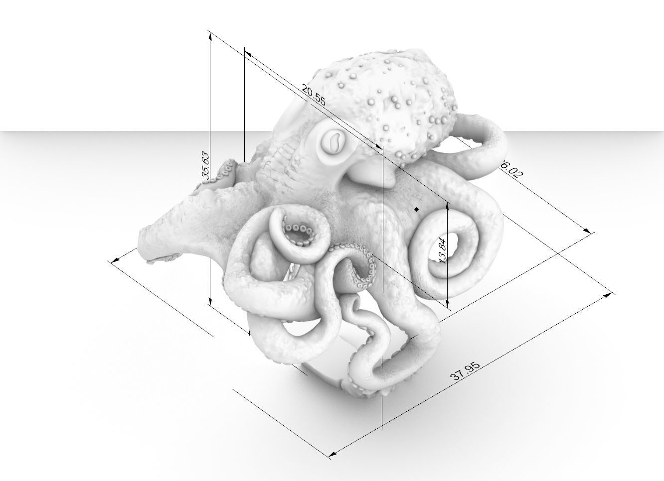 Octopus ring 3d model 3D print model  3D print model_2
