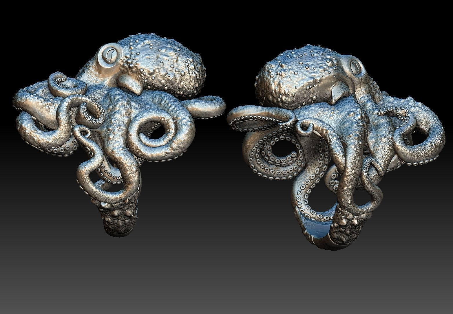 Octopus ring 3d model 3D print model  3D print model_1