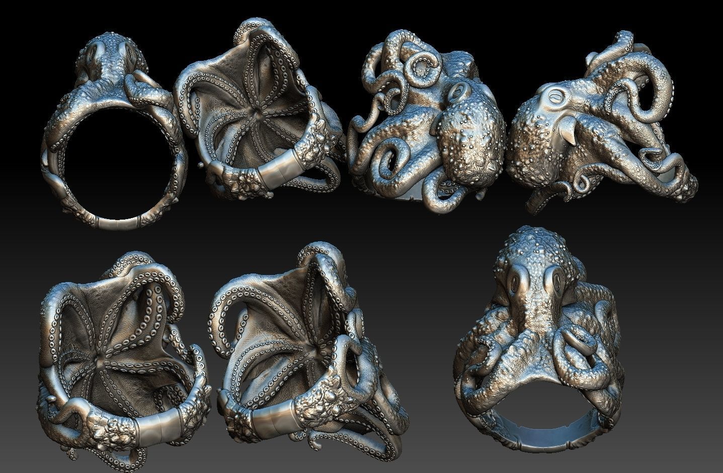 Octopus ring 3d model 3D print model  3D print model_15
