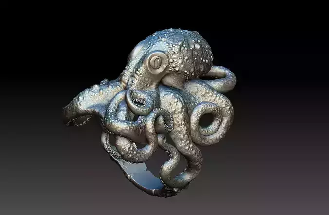 Octopus ring 3d model 3D print model  3D print model