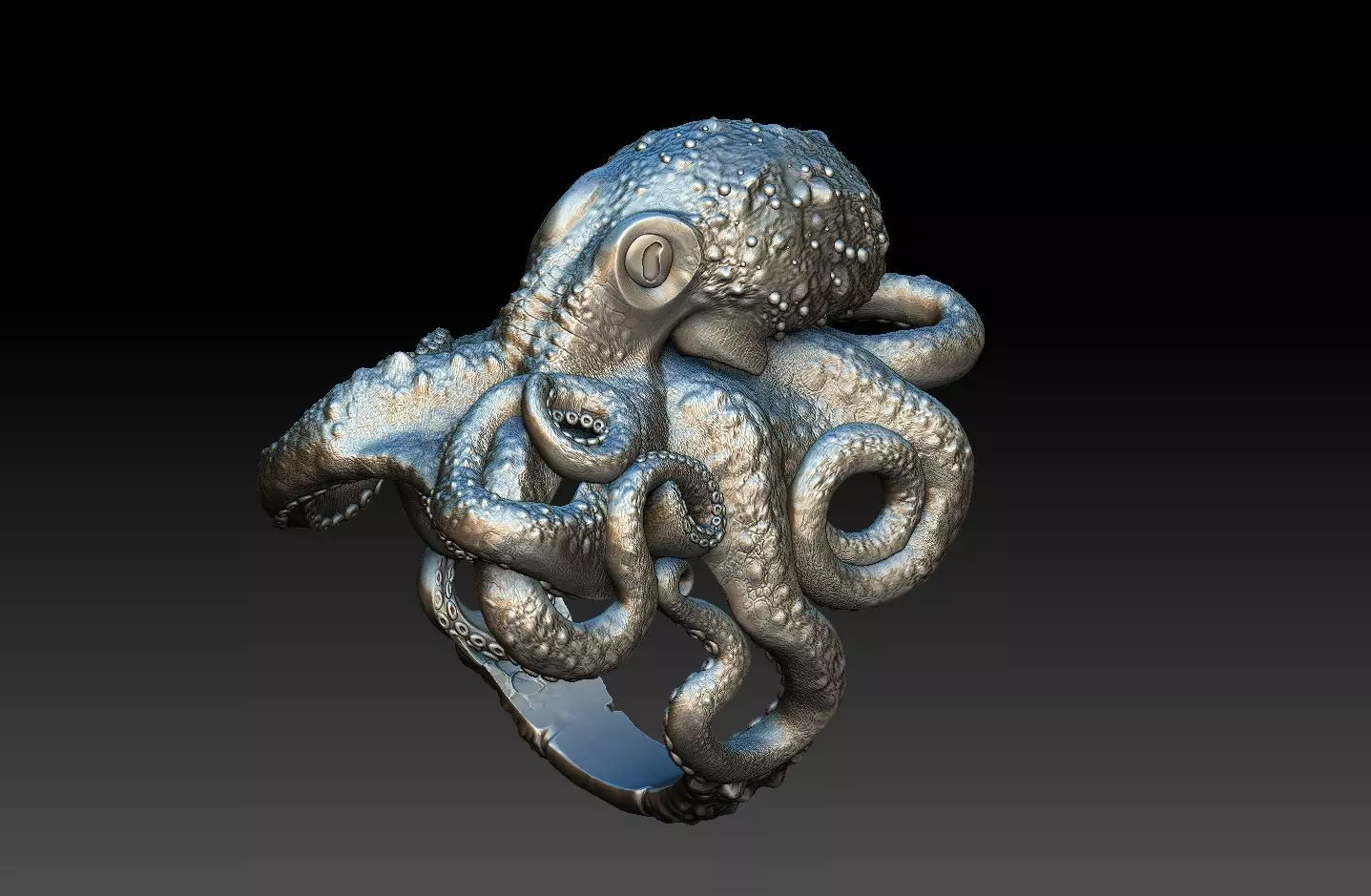 Octopus ring 3d model 3D print model  3D print model_0