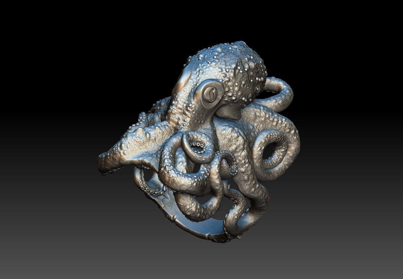 Octopus ring 3d model 3D print model  3D print model_13