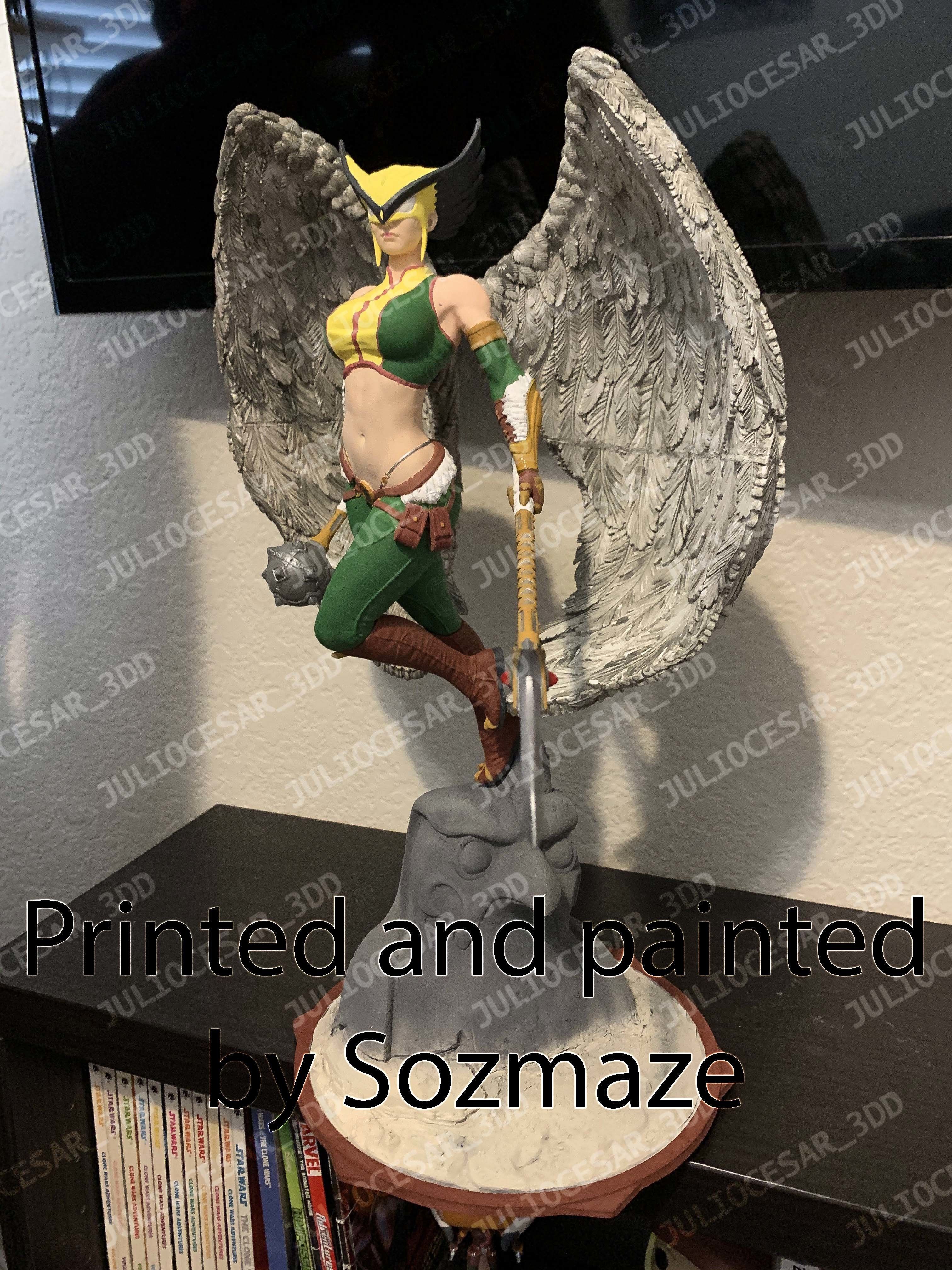 HawkGirl statue of female with wings 3D print model_7