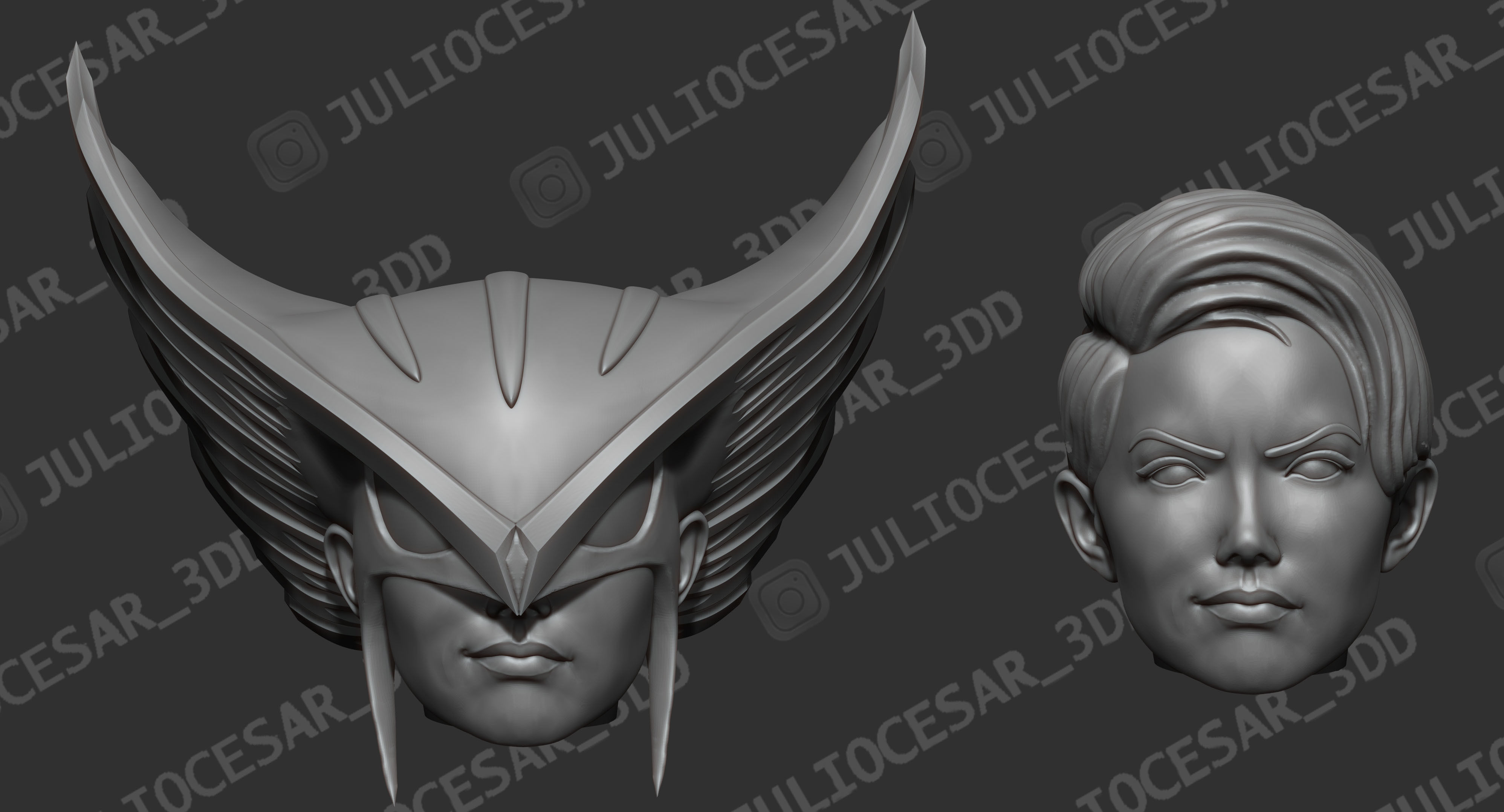 HawkGirl statue of female with wings 3D print model_6