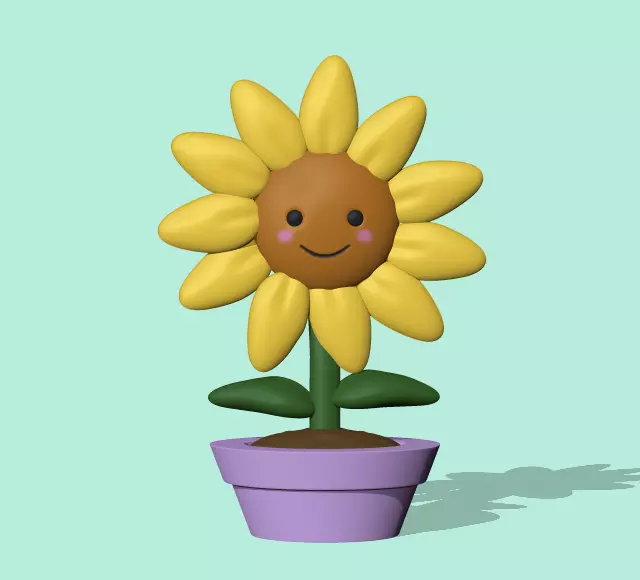 Cute Sunflower 3D print model_0