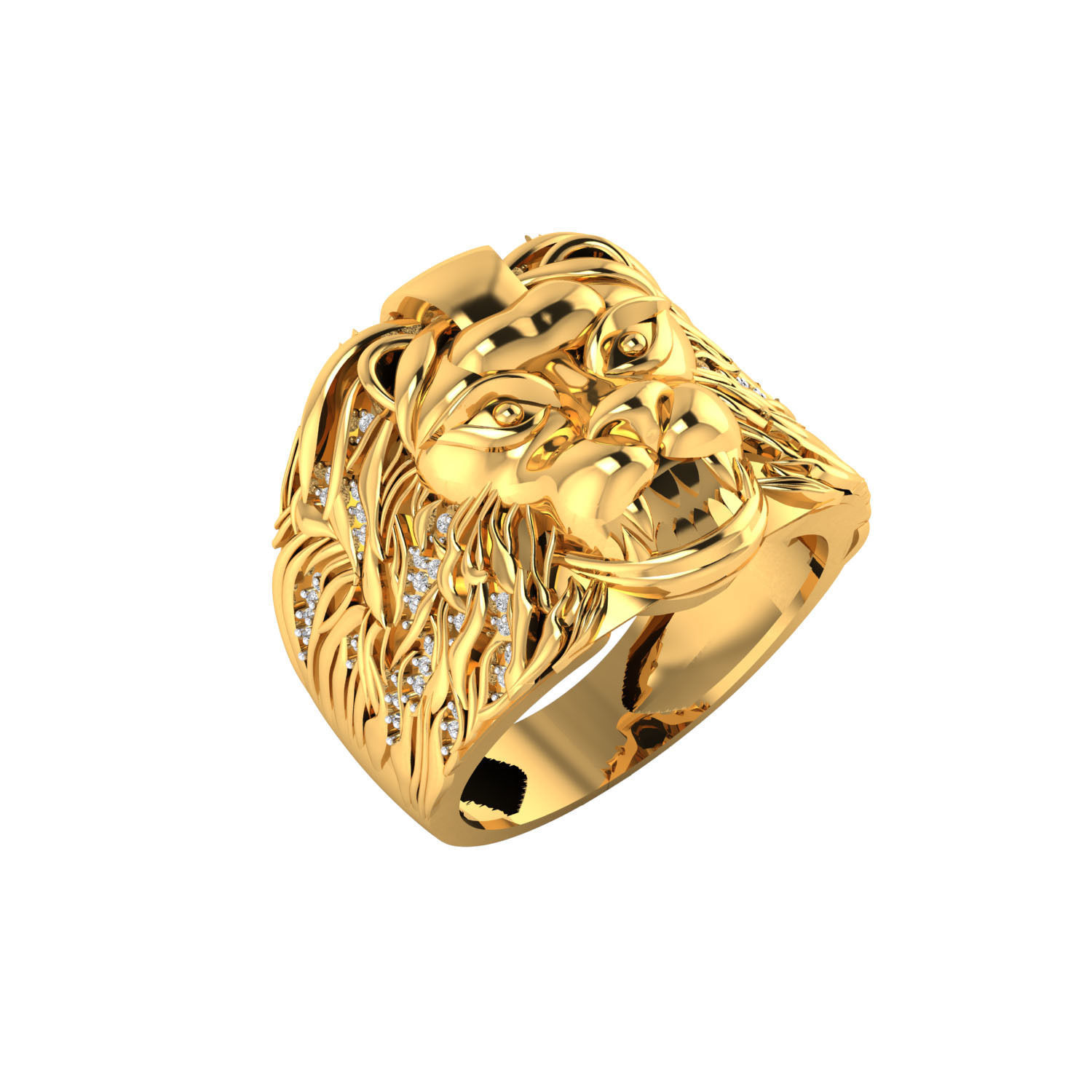 Lion face ring 3dm render detail 3D print model 3D print model_11