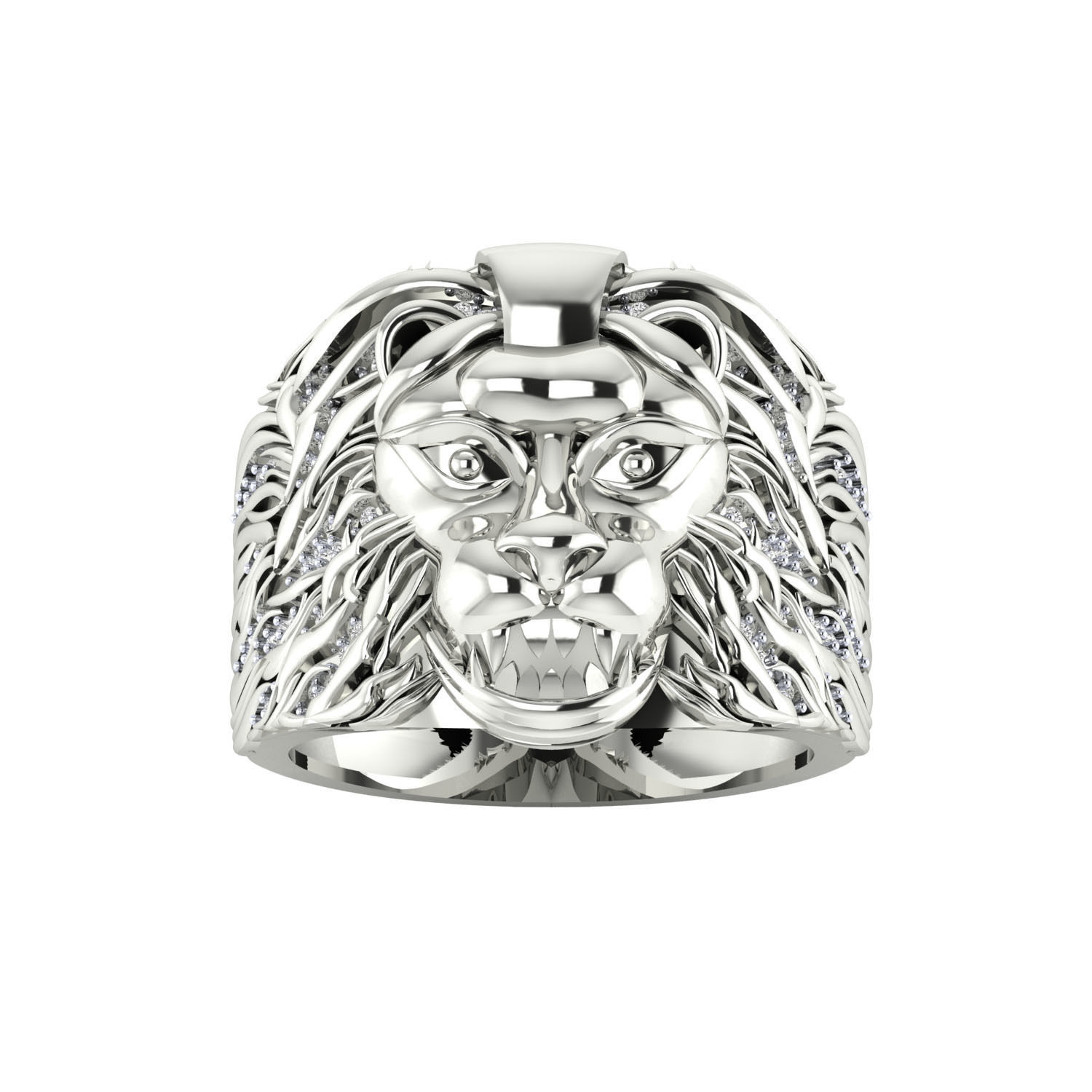 Lion face ring 3dm render detail 3D print model 3D print model_9