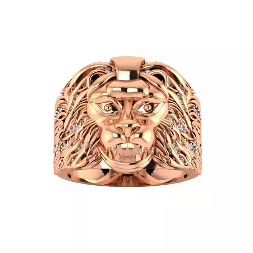 Lion face ring 3dm render detail 3D print model 3D print model
