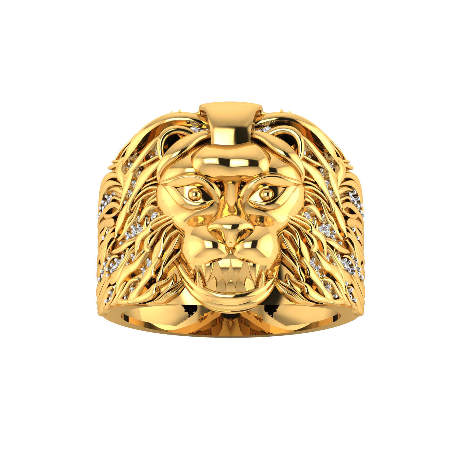 Lion face ring 3dm render detail 3D print model 3D print model_1