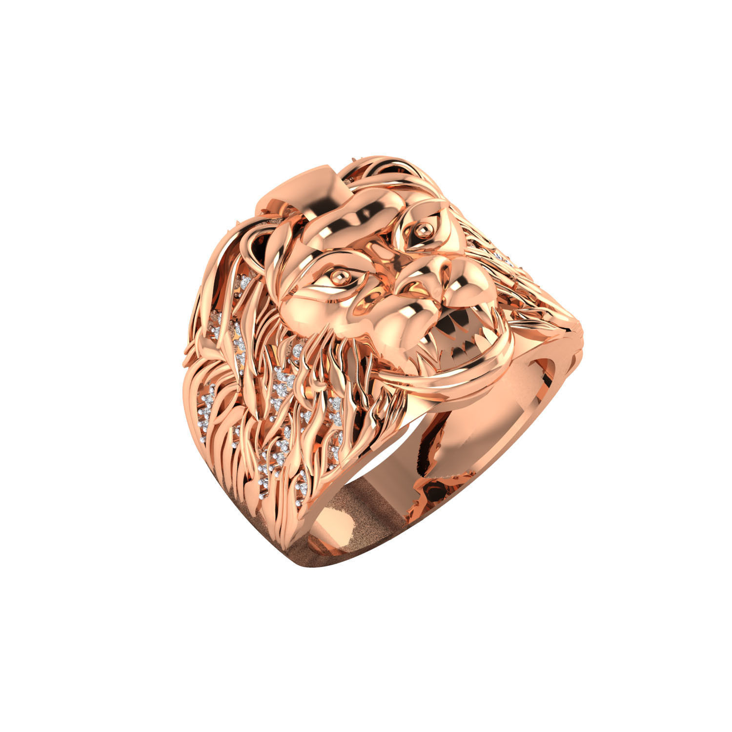 Lion face ring 3dm render detail 3D print model 3D print model_4