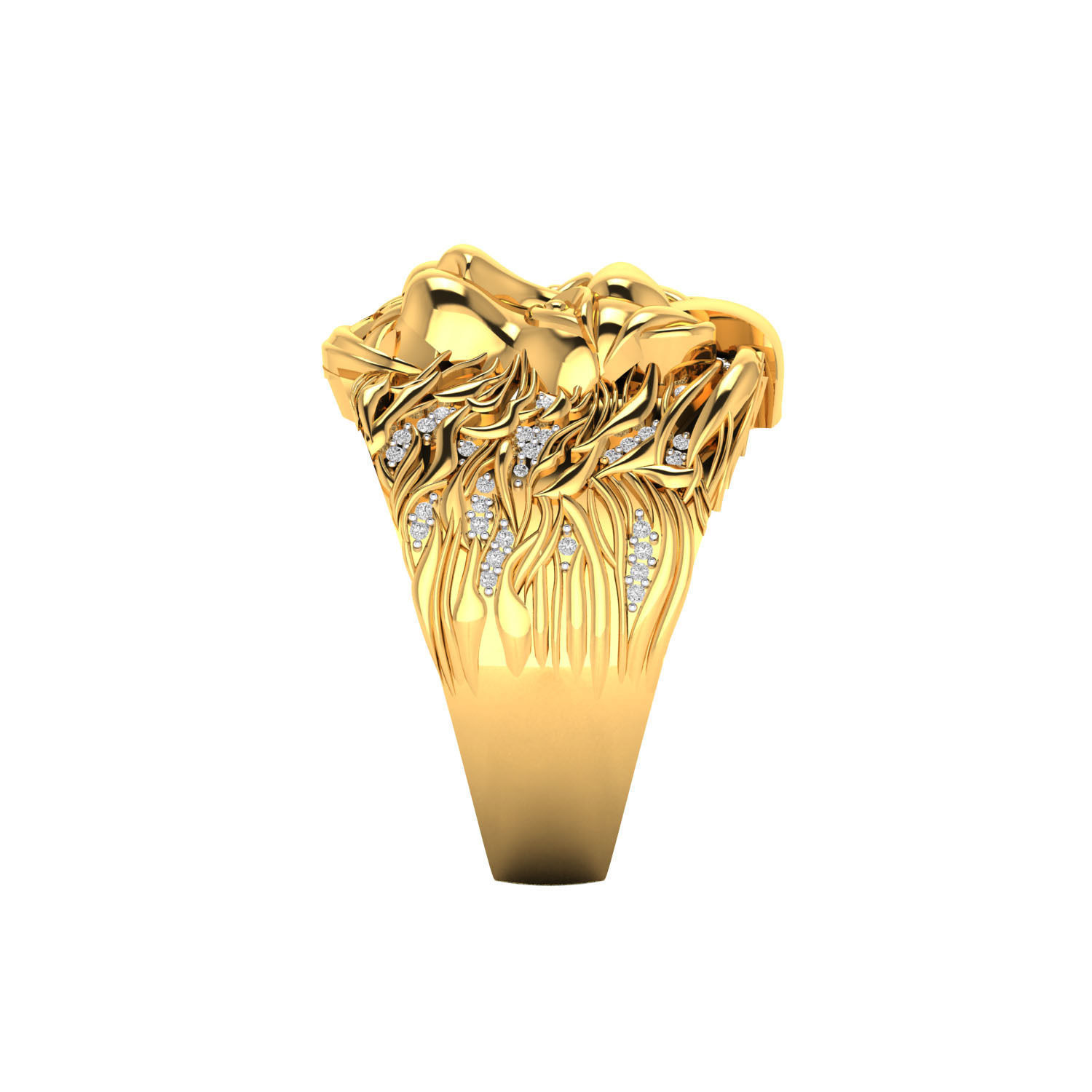 Lion face ring 3dm render detail 3D print model 3D print model_12