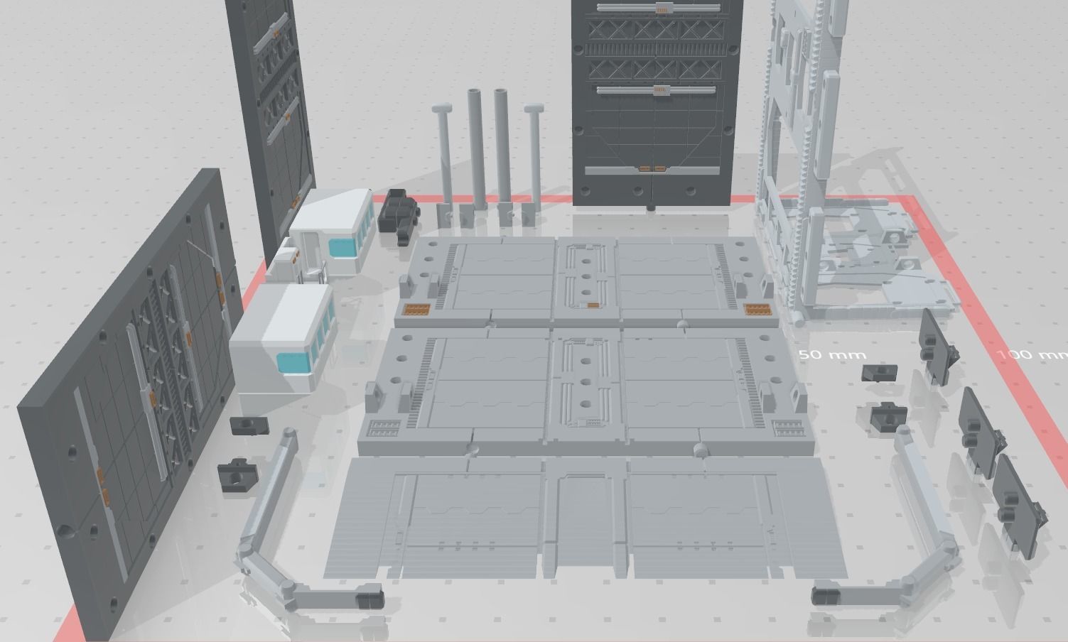 -MHB04C- Mecha Hangar Bay 04 Hangar customizable with expansions 3D print model_24