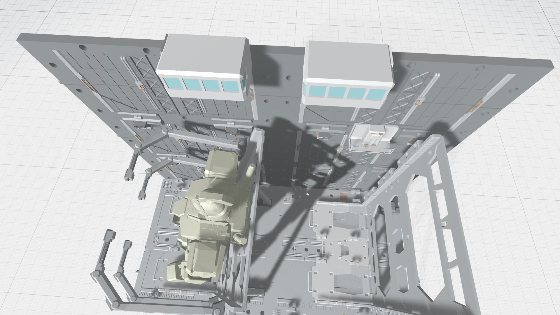 -MHB04C- Mecha Hangar Bay 04 Hangar customizable with expansions 3D print model_14