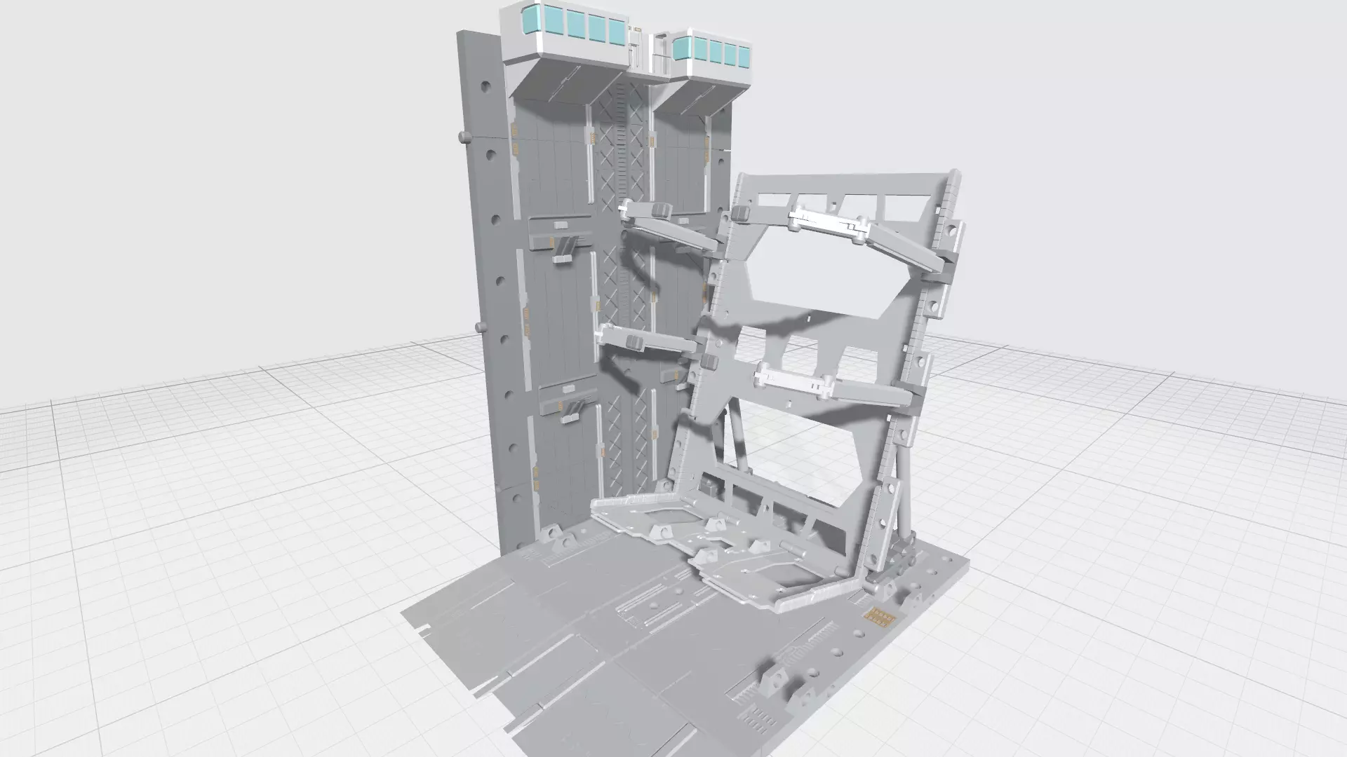 -MHB04C- Mecha Hangar Bay 04 Hangar customizable with expansions 3D print model_0