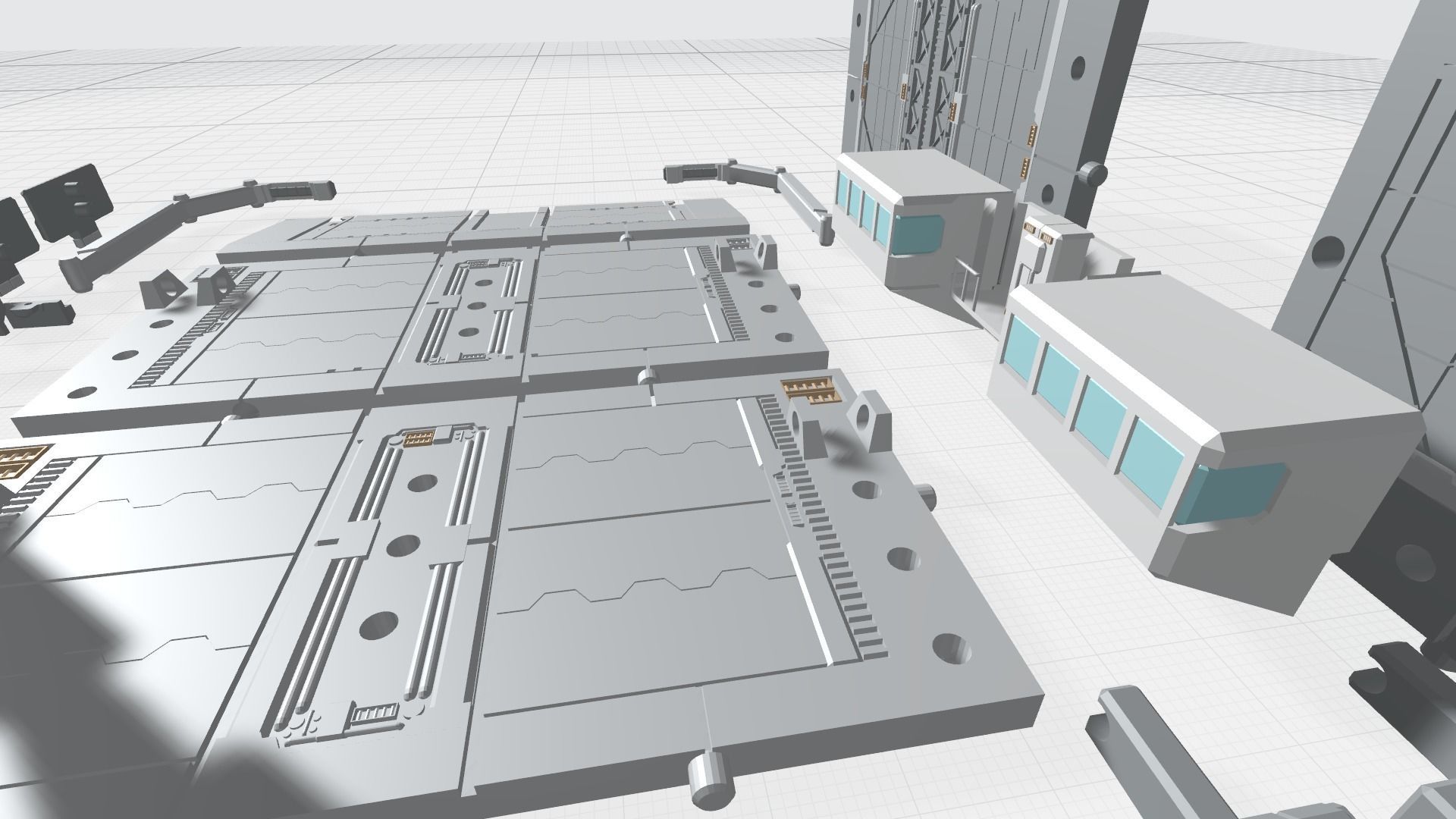 -MHB04C- Mecha Hangar Bay 04 Hangar customizable with expansions 3D print model_23