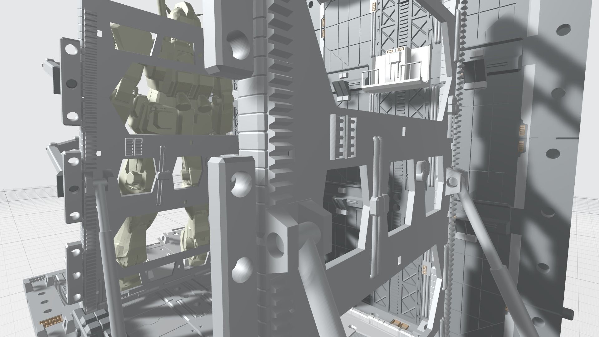 -MHB04C- Mecha Hangar Bay 04 Hangar customizable with expansions 3D print model_12