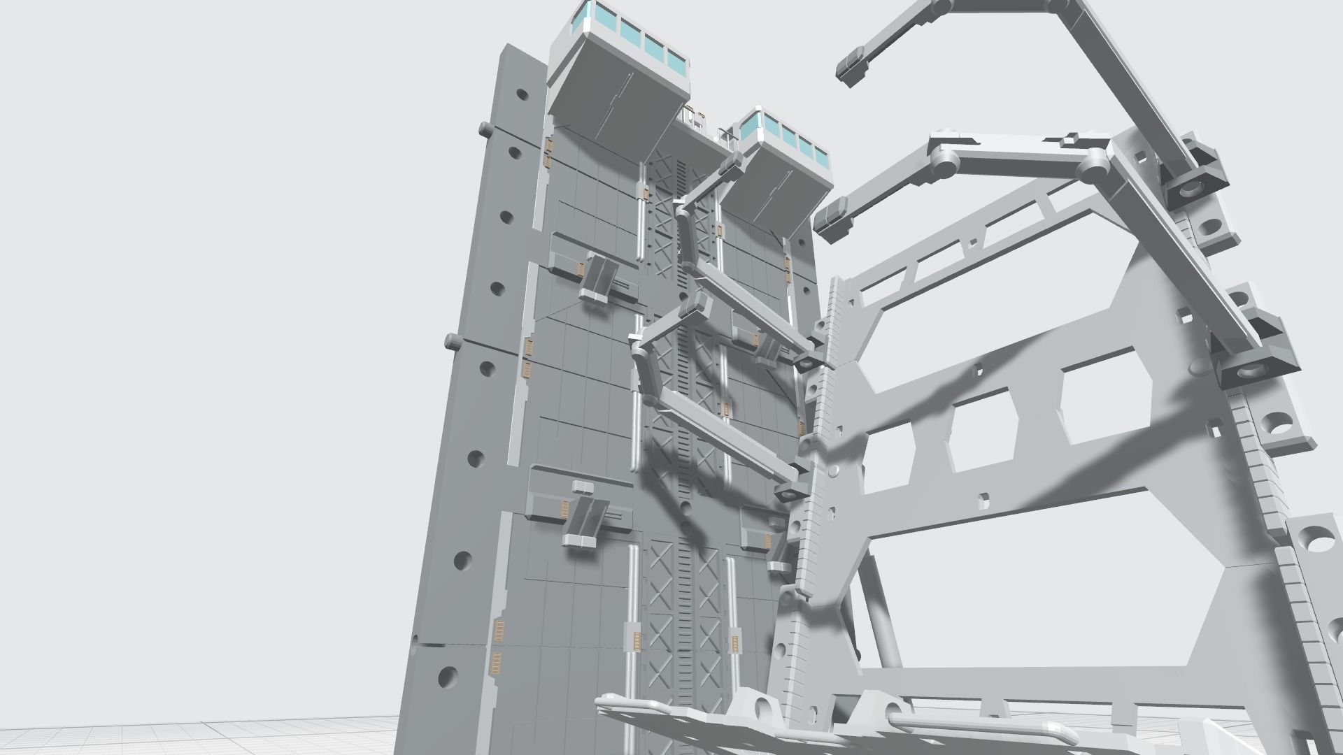 -MHB04C- Mecha Hangar Bay 04 Hangar customizable with expansions 3D print model_3