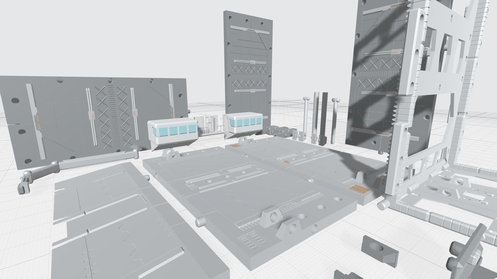 -MHB04C- Mecha Hangar Bay 04 Hangar customizable with expansions 3D print model_21