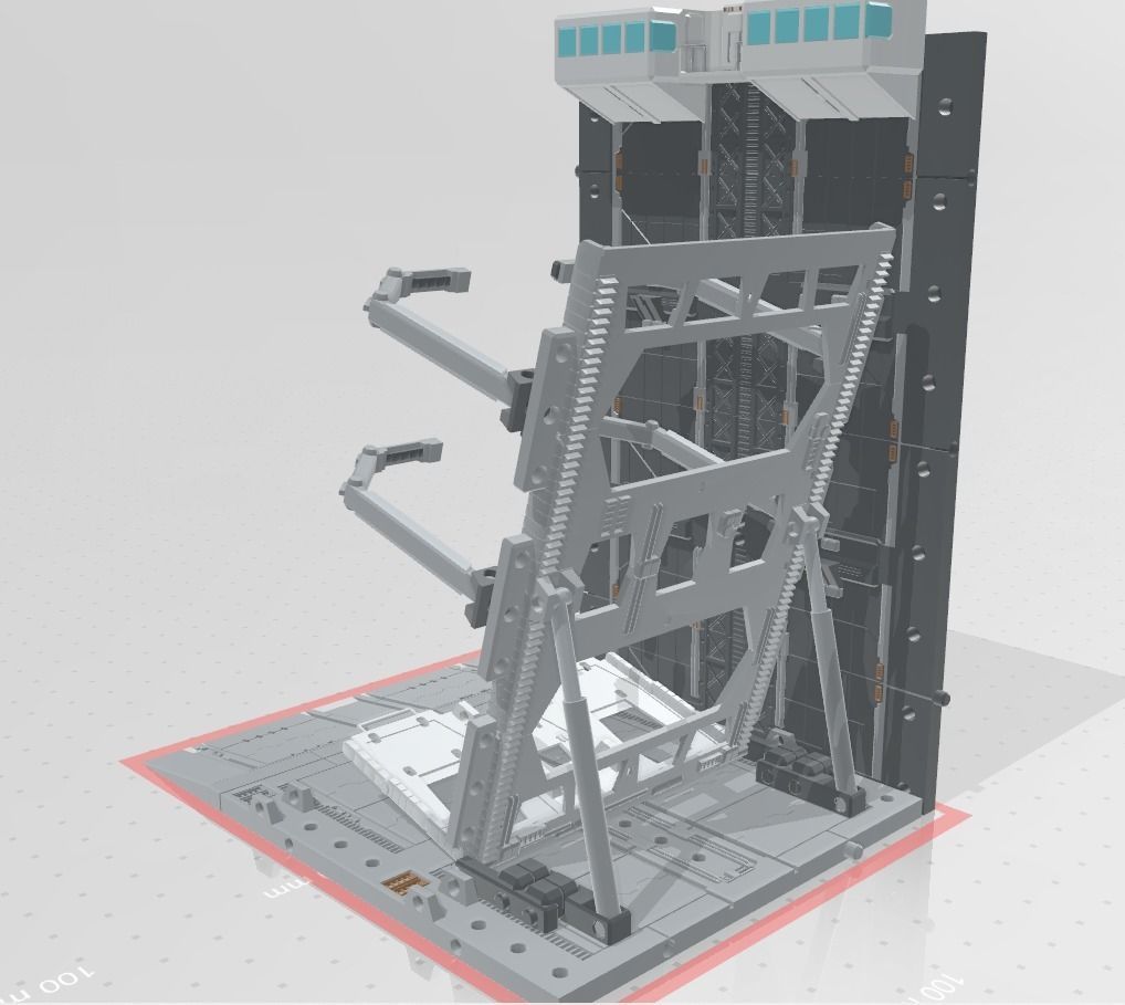 -MHB04C- Mecha Hangar Bay 04 Hangar customizable with expansions 3D print model_7
