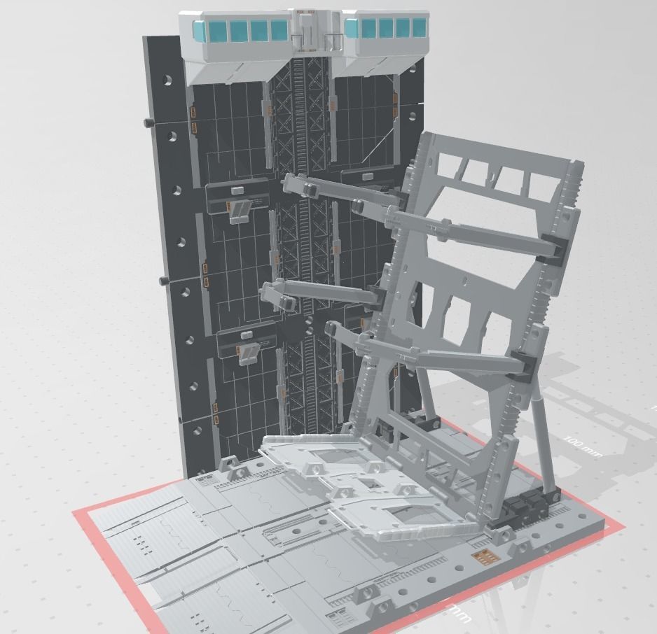 -MHB04C- Mecha Hangar Bay 04 Hangar customizable with expansions 3D print model_5