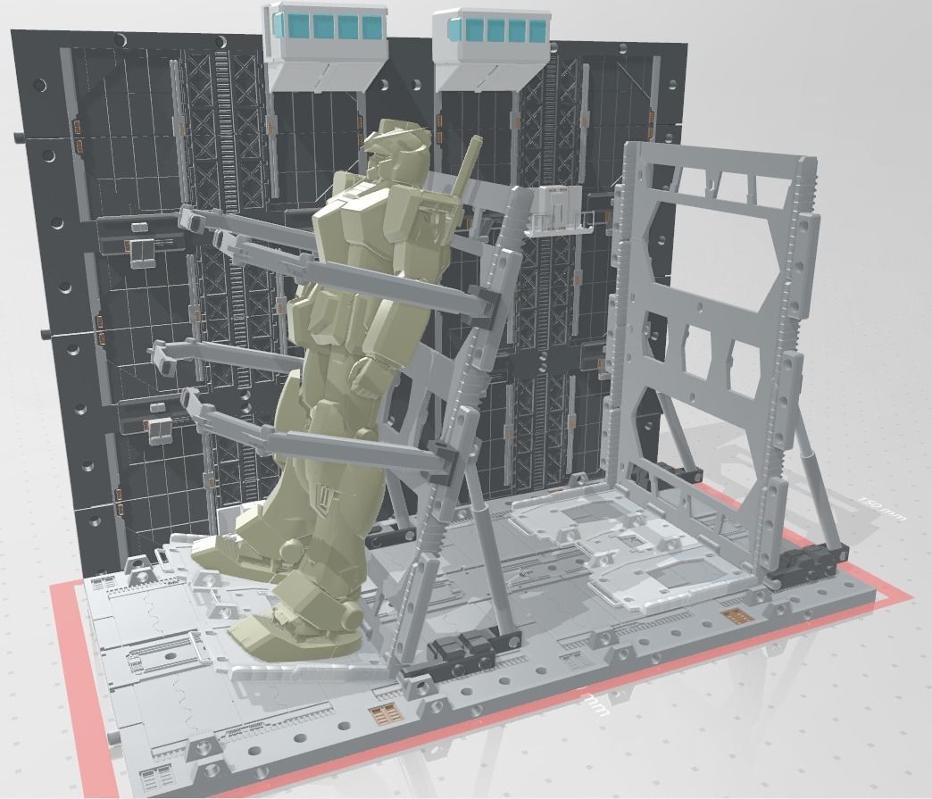 -MHB04C- Mecha Hangar Bay 04 Hangar customizable with expansions 3D print model_18