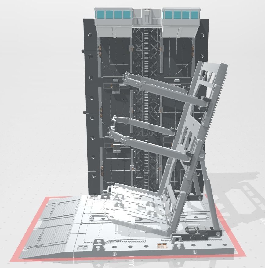 -MHB04C- Mecha Hangar Bay 04 Hangar customizable with expansions 3D print model_6