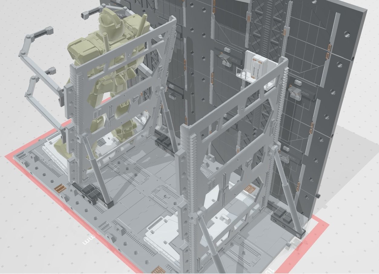 -MHB04C- Mecha Hangar Bay 04 Hangar customizable with expansions 3D print model_16