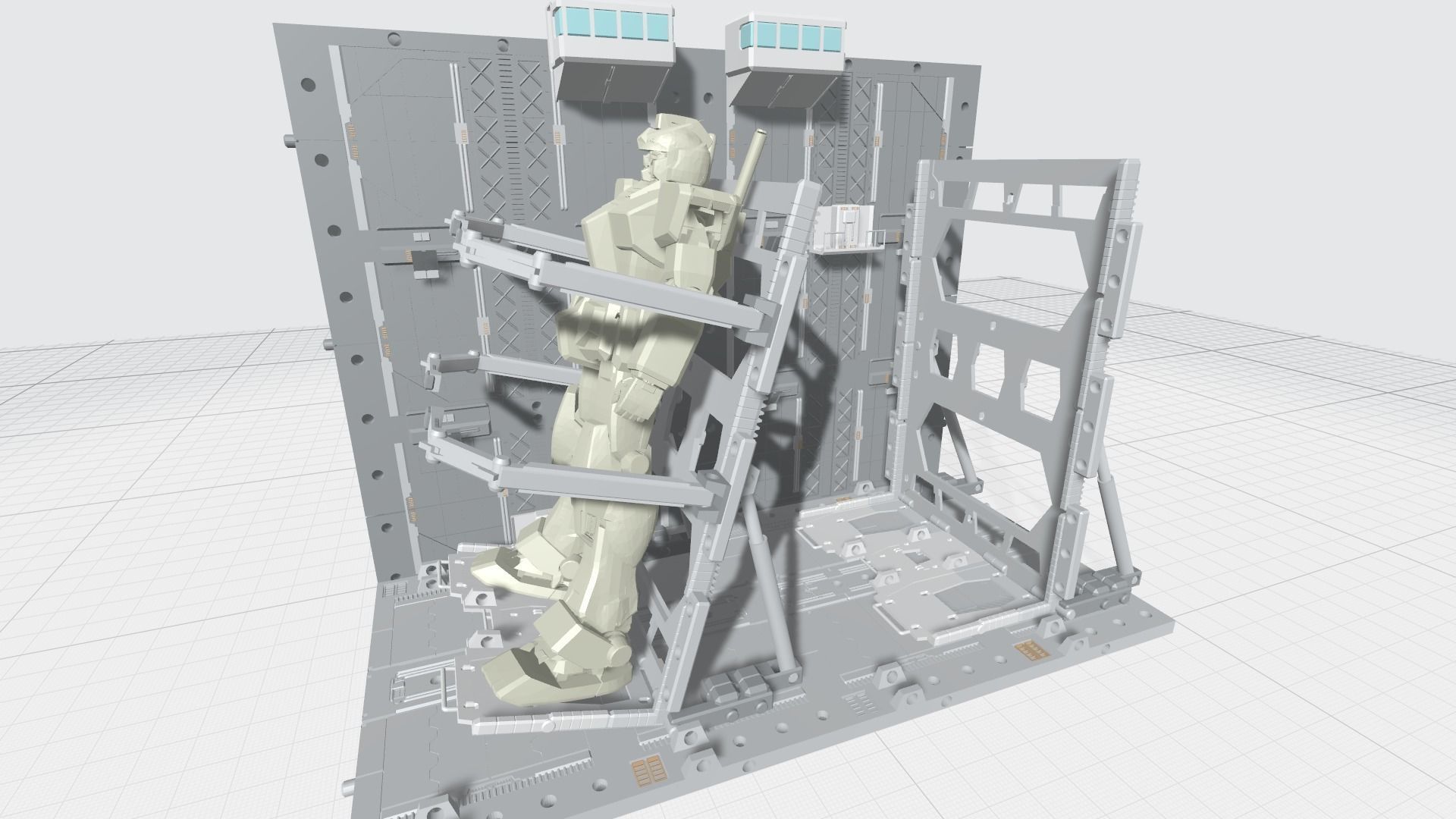 -MHB04C- Mecha Hangar Bay 04 Hangar customizable with expansions 3D print model_9