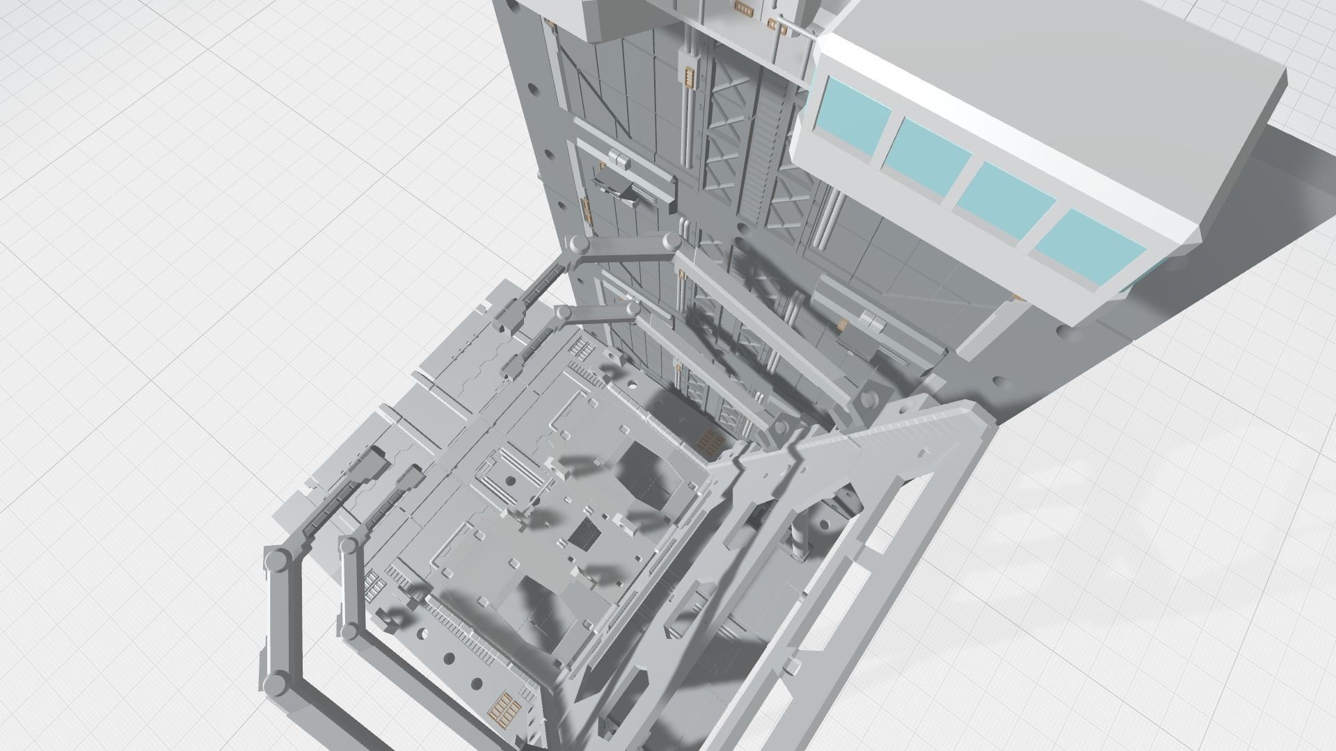 -MHB04C- Mecha Hangar Bay 04 Hangar customizable with expansions 3D print model_4
