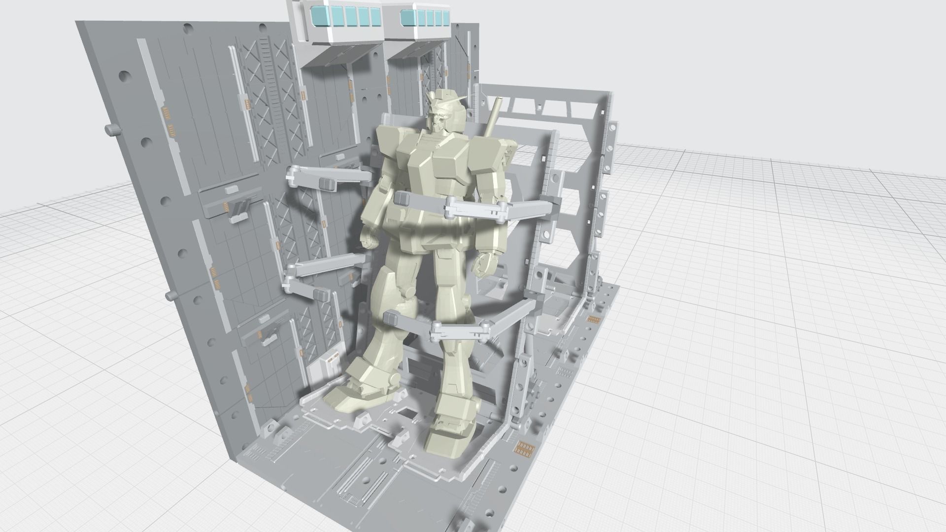-MHB04C- Mecha Hangar Bay 04 Hangar customizable with expansions 3D print model_10