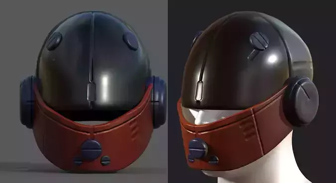 Helmet scifi PBR textures low poly futuristic 