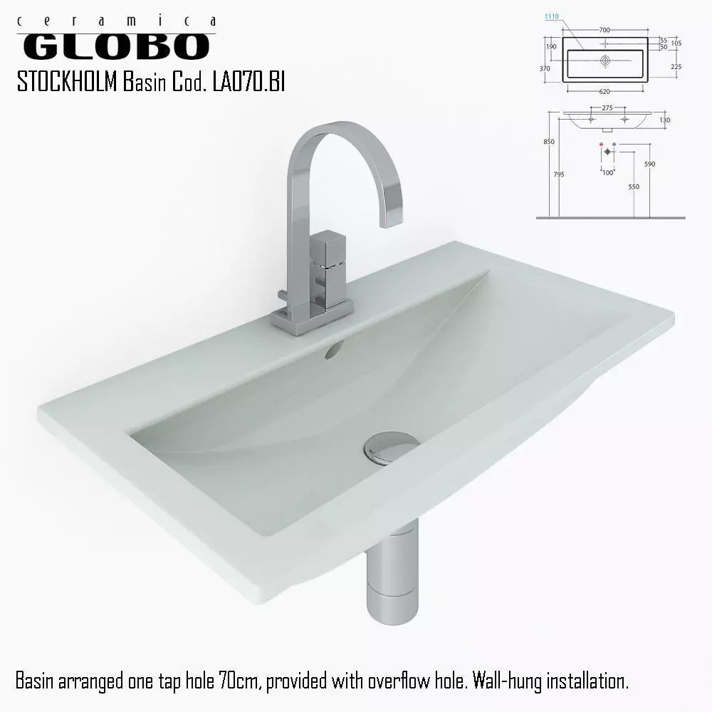 Globo Stockholm Basin Cod LA070 BI 3D model