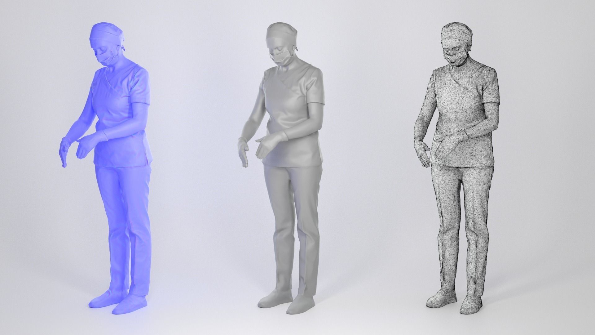 Surgical female doctor in blue uniform working 221 Low-poly 3D model_3