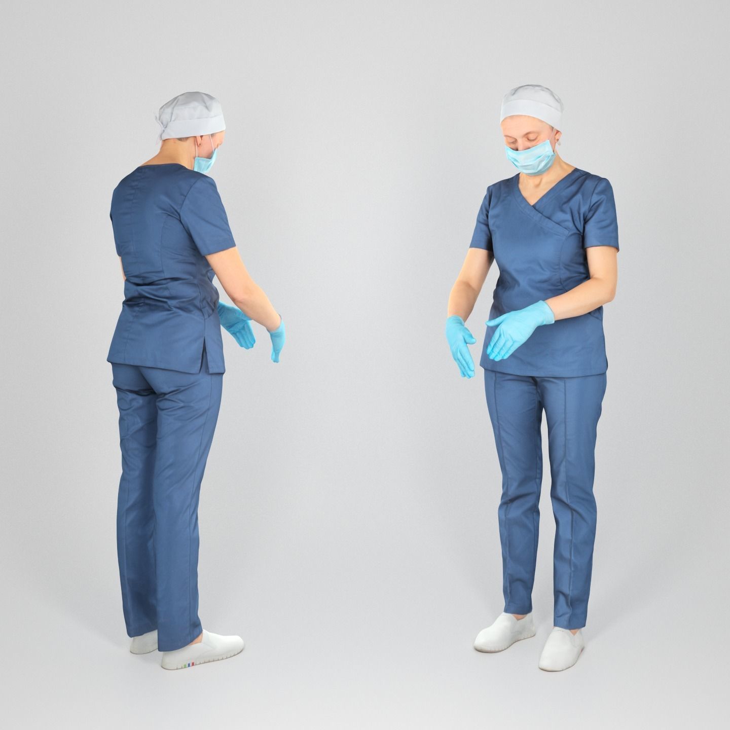 Surgical female doctor in blue uniform working 221 Low-poly 3D model_1