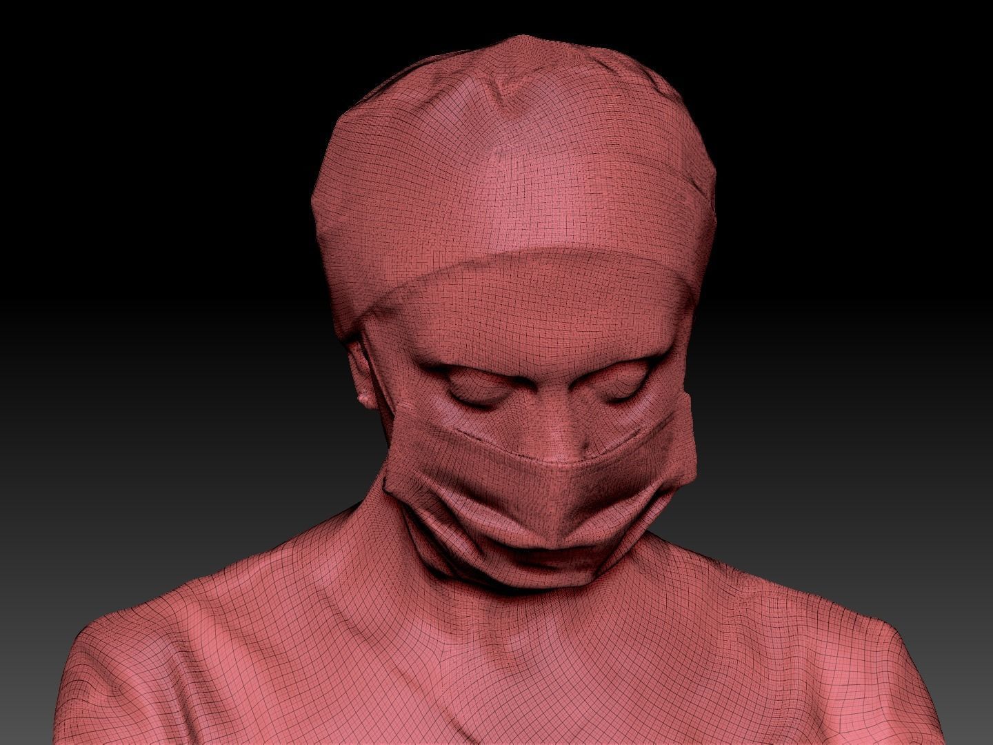 Surgical female doctor in blue uniform working 221 Low-poly 3D model_6